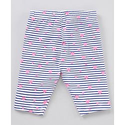 Babyhug Cotton Knit Three Fourth Length Leggings Solid & Multi Print Pack of 3 - Multicolour