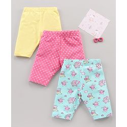 Babyhug Three Fourth Leggings Printed Pack of 3 -  Multicolour
