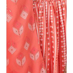 Babyhug Sleeveless Printed Kurti & Skirt Set With Dupatta- Peach