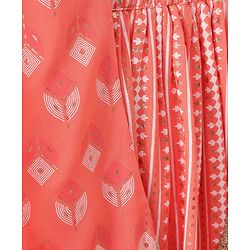 Babyhug Sleeveless Printed Kurti & Skirt Set With Dupatta- Peach