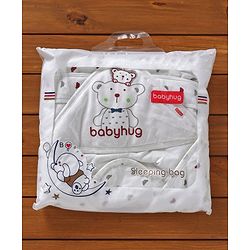 Babyhug Hooded Wrapper Bear Print - Red & White