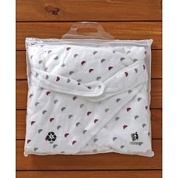 Babyhug Hooded Wrapper Bear Print - Red & White