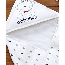 Babyhug Hooded Wrapper Bear Print - Red & White
