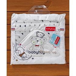 Babyhug Hooded Wrapper Bear Print - Red & White
