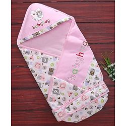 Babyhug Hooded Wrapper Animal Print - Pink