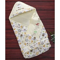 Babyhug Hooded Wrapper Animal Print - Yellow