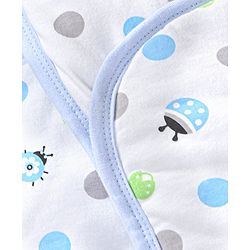 Babyhug Hooded Wrapper Ladybug Print - Blue & White