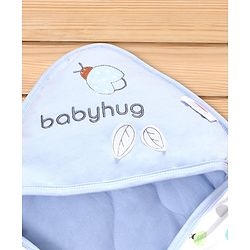 Babyhug Hooded Wrapper Ladybug Print - Blue & White