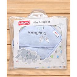 Babyhug Hooded Wrapper Ladybug Print - Blue & White