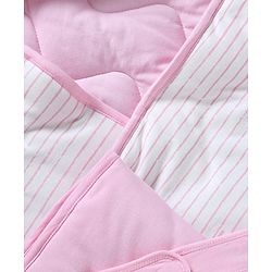 Babyhug Hooded Wrapper Striped - Pink - L 80 x B 80 cm Multi Color
