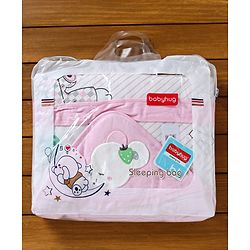 Babyhug Hooded Wrapper Striped - Pink - L 80 x B 80 cm Multi Color