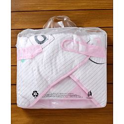 Babyhug Hooded Wrapper Striped - Pink - L 80 x B 80 cm Multi Color