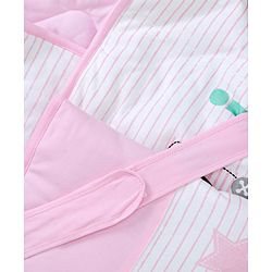 Babyhug Hooded Wrapper Striped - Pink - L 80 x B 80 cm Multi Color
