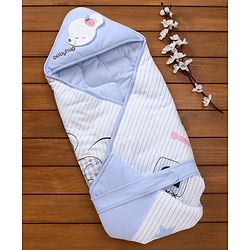 Babyhug Hooded Wrapper Striped - Blue