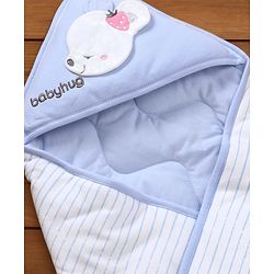 Babyhug Hooded Wrapper Striped - Blue