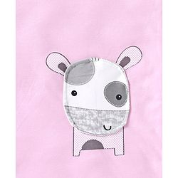 Babyhug Hooded Wrapper Cow Applique - Pink - L 80 x B 80 cm Multi Color