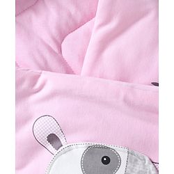 Babyhug Hooded Wrapper Cow Applique - Pink - L 80 x B 80 cm Multi Color