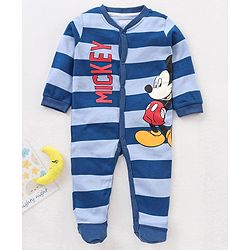 Babyhug Full Sleeves Sleepsuit Mickey Mouse Print - Blue