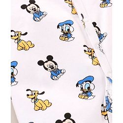 Babyhug Full Sleeves Sleepsuit Mickey Mouse & Donald Duck Print - Blue
