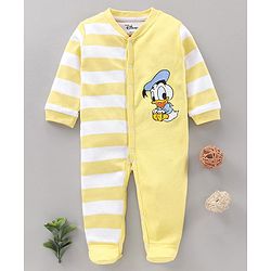 Babyhug Full Sleeves Sleepsuit Donald Duck Print - Yellow