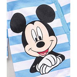 Babyhug Full Sleeves Sleepsuit Mickey Mouse & Stripe Print - Blue