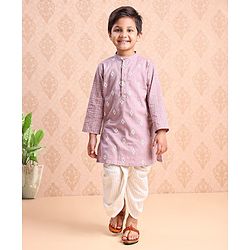 Babyhug Cotton Woven Full Sleeves Kurta & Dhoti Set Ethnic Print - Purple