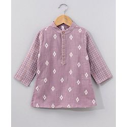 Babyhug Cotton Woven Full Sleeves Kurta & Dhoti Set Ethnic Print - Purple