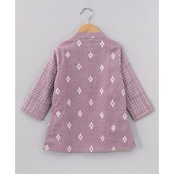 Babyhug Cotton Woven Full Sleeves Kurta & Dhoti Set Ethnic Print - Purple