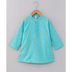 Babyhug Full Sleeves Printed Kurta & Dhoti Set - Blue