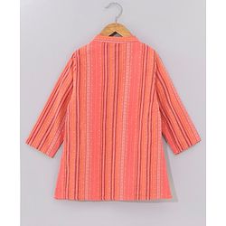 Babyhug Full Sleeves Kurta and Pyjama Set Ethnic Print - Coral