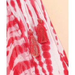 Babyhug Sleeveless Embroidery Choli & Tie Dye Lehenga With Dupatta - Red