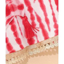 Babyhug Sleeveless Embroidery Choli & Tie Dye Lehenga With Dupatta - Red