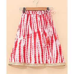 Babyhug Sleeveless Embroidery Choli & Tie Dye Lehenga With Dupatta - Red