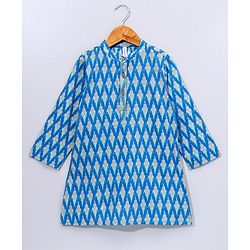 Babyhug Woven Full Sleeves Kurta Pyjama Set with Solid Waistcoat - Aqua Yellow