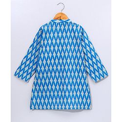 Babyhug Woven Full Sleeves Kurta Pyjama Set with Solid Waistcoat - Aqua Yellow