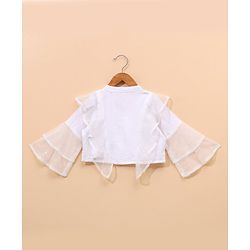 Babyhug Three Fourth Sleeves Top & Skirt Set Floral Embroidery- Mint