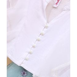 Babyhug Three Fourth Sleeves Top & Skirt Set Floral Embroidery- Mint