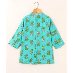 Babyhug Full Sleeves Cotton Kurta & Dhoti Set Printed- Mint