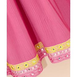 Babyhug Sleeveless Solid Colour Ethnic Dress - Yellow Pink