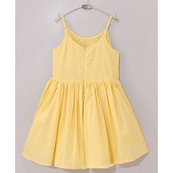 Babyhug Singlet Sleeves Woven Ethnic Dress Floral Embroidery - Yellow