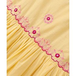Babyhug Singlet Sleeves Woven Ethnic Dress Floral Embroidery - Yellow