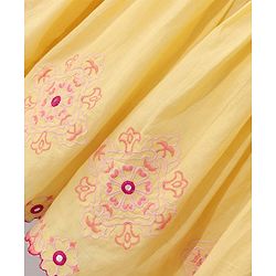 Babyhug Singlet Sleeves Woven Ethnic Dress Floral Embroidery - Yellow
