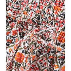 Babyhug Woven Sleeveless Floral Printed Ethnic Jumpsuit - Orange