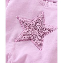 Babyhug Full Sleeves Cotton Knit Sweatshirt With Fur Embroidery & Mesh Detailing at Sleeves - Pink