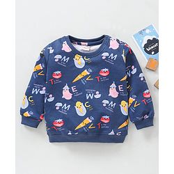 Babyhug Full Sleeves Cotton Sweatshirt With Vegetable Graphics - Blue