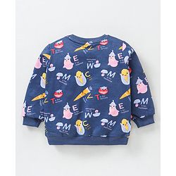 Babyhug Full Sleeves Cotton Sweatshirt With Vegetable Graphics - Blue