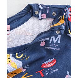 Babyhug Full Sleeves Cotton Sweatshirt With Vegetable Graphics - Blue