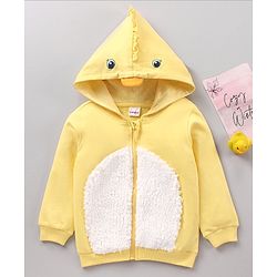 Babyhug 100% Cotton Full Sleeves Hooded Sweatshirt with Duck Face Design and 3D Applique - Yellow