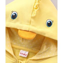 Babyhug 100% Cotton Full Sleeves Hooded Sweatshirt with Duck Face Design and 3D Applique - Yellow