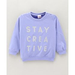 Babyhug Full Sleeves Cotton Knit Sweatshirt With Glitter Text Print - Purple